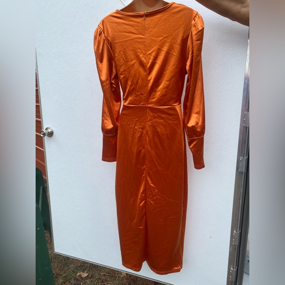 Orange BAE Cut Out Front slit Bodycon Dress size Medium boho - Picture 3 of 5